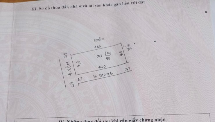 phượng đồng phụ châu xuất hiện một lô dt 48m đường ô tô thoải mái gần thể dục thể thao cách trục chính liên xã vài trăm mét 
gấn chợ và khối hành