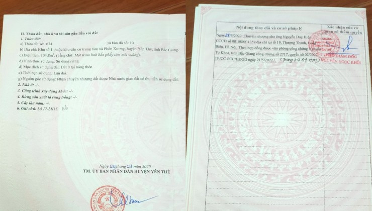 CHÍNH CHỦ CẦN BÁN GẤP LÔ GÓC KINH DOANH SIÊU ĐẸP KĐT Tại PHỒN XƯƠNG, YÊN THẾ, BẮC GIANG