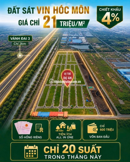 ĐẤT NỀN SỔ HỒNG RIÊNG LIỀN KỀ VINHOMES HÓC MÔN | GIÁ CHỈ 18TR/M²