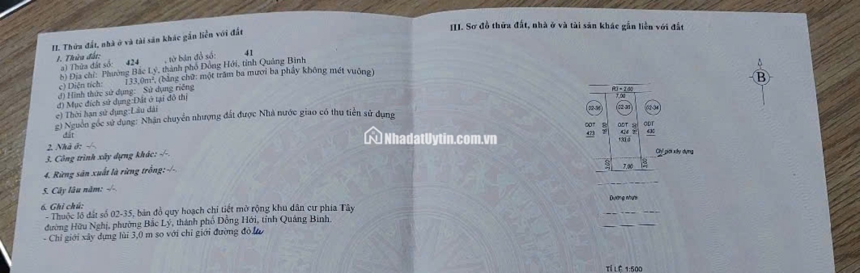 CHÍNH CHỦ BÁN ĐẤT KHU TÂY HỮU NGHỊ ĐỒNG HỚI, QUẢNG BÌNH 133M2 (3.2TỶ) LH:0359415368.
