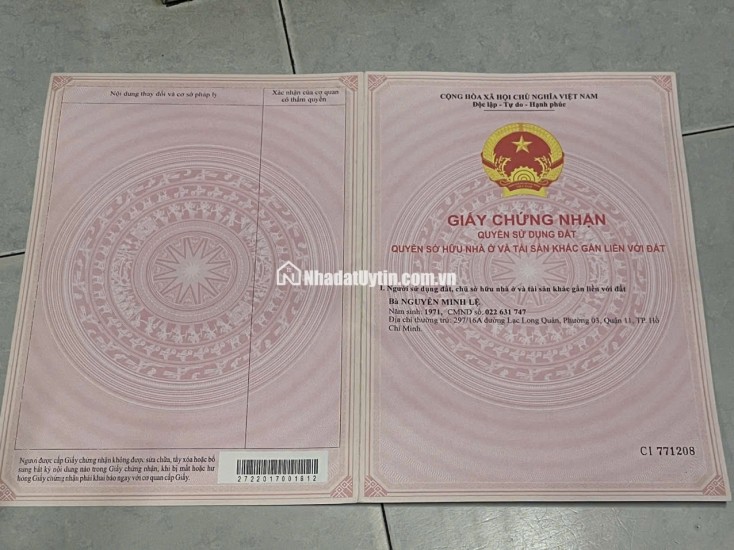 NHÀ QUẬN 11 LIỀN KỀ CÁC QUẬN KHÁC, AN NINH AN TOÀN. 5 TỶ 59.1 M2. LH:0903067772.