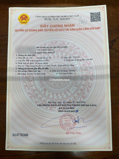 BÁN ĐẤT XÃ NAM PHƯỚC, TP ĐÀ NẴNG - SHR - CHỈ 1.5 TỶ / 1 LÔ. LH:0971955552. 0703555545