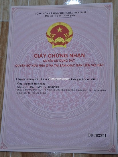 BÁN NHÀ PHƯỜNG TÂN TẠO A, BÌNH TÂN – 55M2 - SẴN SHR - 4.9 TỶ. LH:0938800325