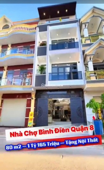 BÁN NHÀ NGAY CHỢ BÌNH ĐIỀN QUẬN 8. DT80 M2 - SHR - CHỈ 1TỶ165TR. LH:0785448683.