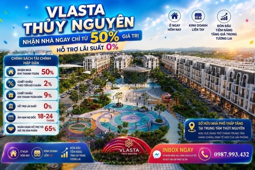 Cực phẩm Vlasta Thuỷ Nguyên-62,5m2.Vị trí vàng,ở vip,kinh doanh đỉnh giá chỉ 4,5xx tỷ
