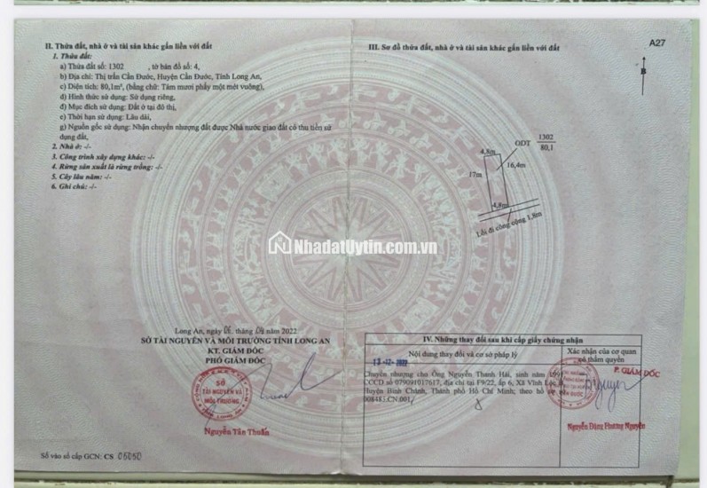 Đất Chính Chủ Cạnh Công Viên TT Cần Đước- giá chỉ 650tr