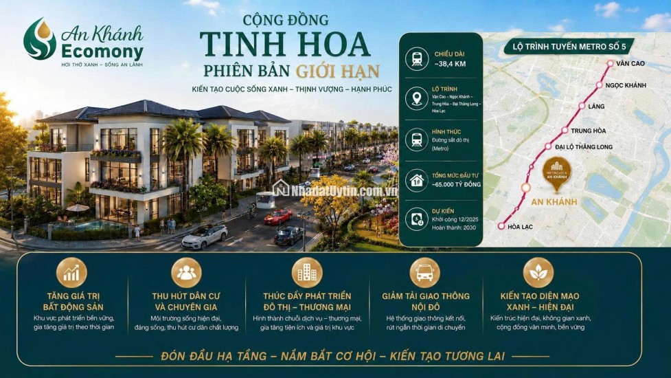 Liền kề 2 mặt tiền. Dự án đang hót nhất phía bắc An Khánh - Hà Nội ( Ecomony diện tích 70m2 giá bán 15 tỷ ) Cuối năm nhận nhà sổ đỏ vĩnh viễn cầm tay.