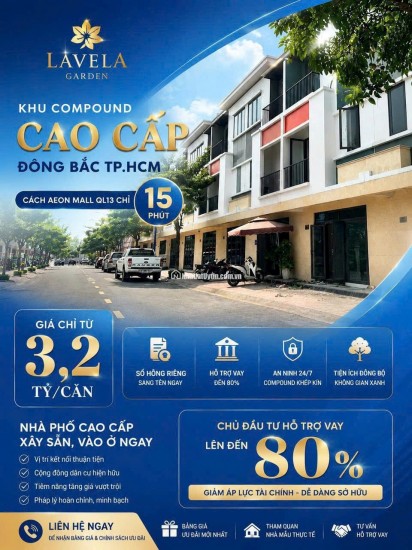 NHÀ PHỐ SỔ SẴN COMPOUND CAO CẤP TP.HCM - 15 phút tới AEON MALL: 3,2 TỶ. Vũ 0933910039