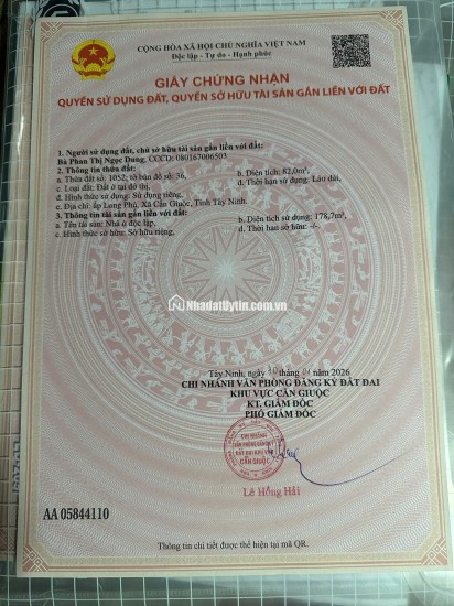BÁN NHÀ CẦN GIUỘC, TÂY NINH - 82MV - SHR HOÀN CÔNG ĐẦY ĐỦ - CHỈ 3.5 TỶ. LH:0933696918
