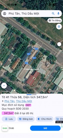 CC BÁN ĐẤT ĐƯỜNG LÊ LỢI - P.BÌNH DƯƠNG (PHÚ TÂN CŨ) 347.9MV CHỈ 43TR/M2. LH:0369121238.