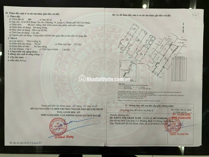 Bán nhà 414/28/9 Đoàn Văn Bơ, P.Khánh Hội, TPHCM. 99m2 SHR chỉ 9.8 tỷ. Lh: 0917873287