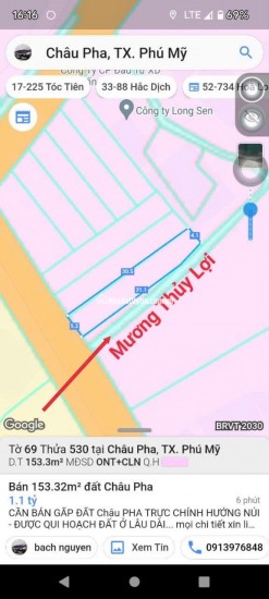 BÁN ĐẤT TẠI CHÂU PHA-TPHCM, DT 153M2 SHR 1,2TỶ. LH:0913976848 - A TOẠI (CHÍNH CHỦ)