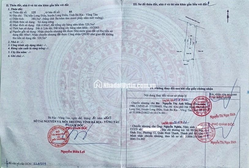 BÁN 380,6MV ĐẤT MT ĐƯỜNG SỐ 8 P.LONG ĐIỀN BÀ RỊA-VŨNG TÀU, TP.HCM 9.3TỶ LH:0918656770